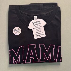 Black T-Shirt with Pink 'MAMA' Print